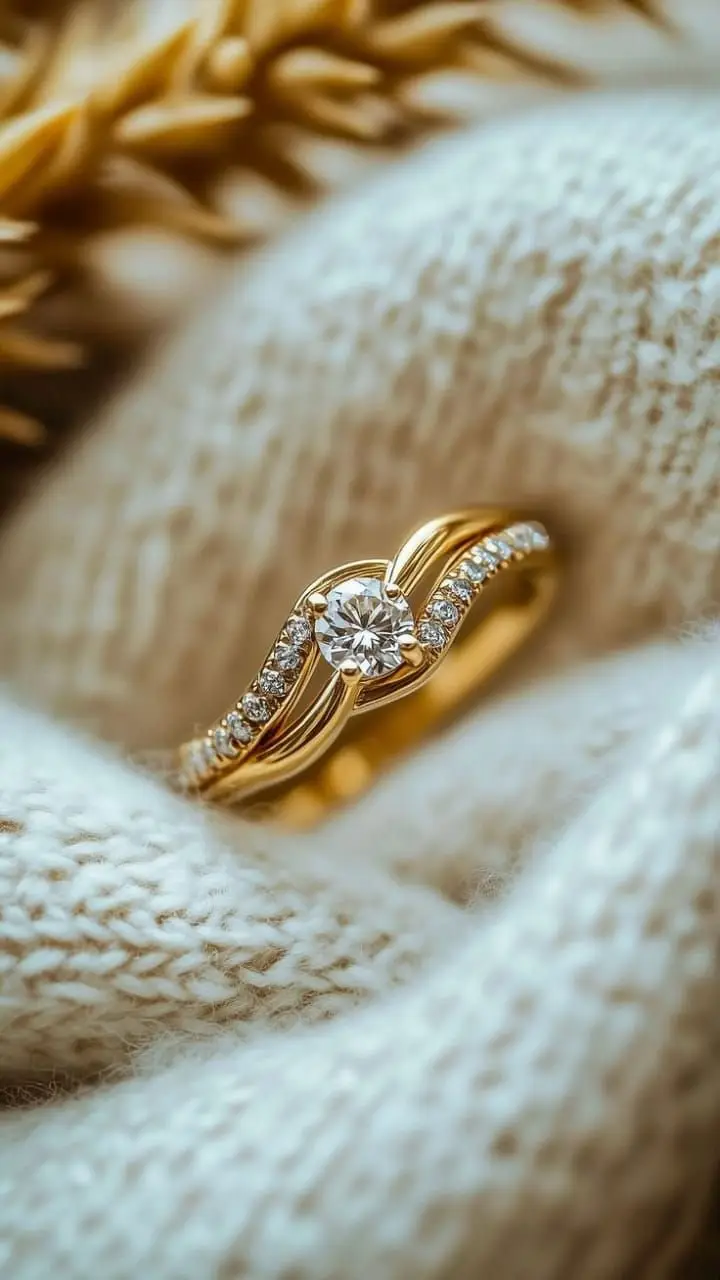 this stunning gold ring features a beautifully…