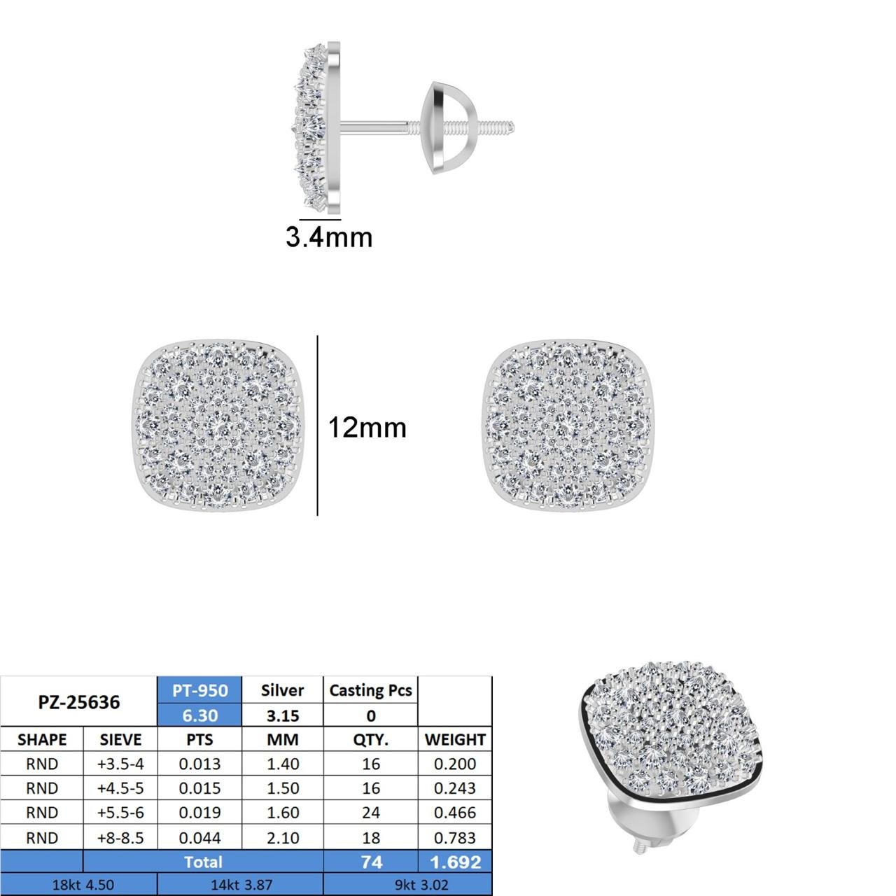 reverse diamond earring